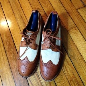 Polo Ralph Lauren Men's E13 TORNTN Wingtip Shoes Canvas Leather Two Tone…